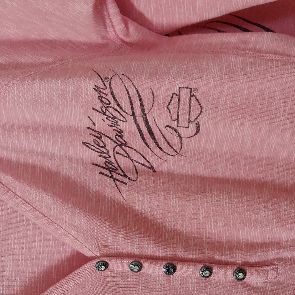 Harley-Davidson Pink Long Sleeve Henley Tee - Picture 2 of 6